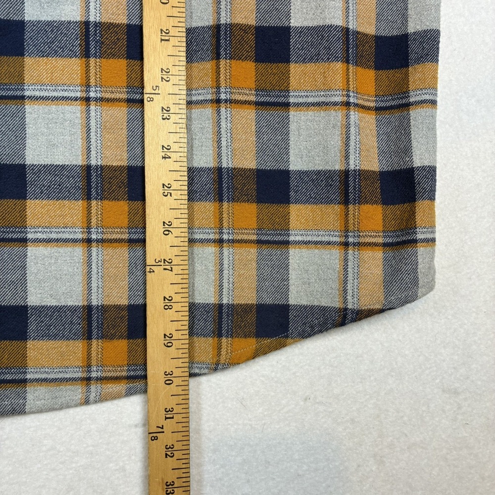 Orvis Perfect Flannel Shirt Mens 2XL Classic Orange Blue gray Plaid Heavy Cotton - Picture 4 of 11
